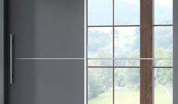 Feldmann-Wohnen Schwebetürenschrank Ivona (1-St) 120x62x216cm, 2-türig mit Spiegel, Absetzungen silberfarben