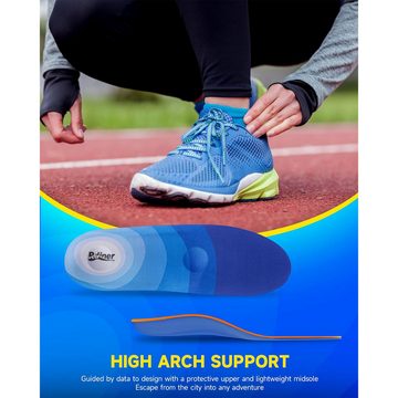 Anqier Einlegesohlen Einlegesohlen orthopädische, 3D-Einlage mit Bogenkorrektur (Perfekte Unterstützung für Fersen, Füße, Knie und Rücken, 1 Paar), Sport komfort schuheinlagen orthopädische für Damen und herren