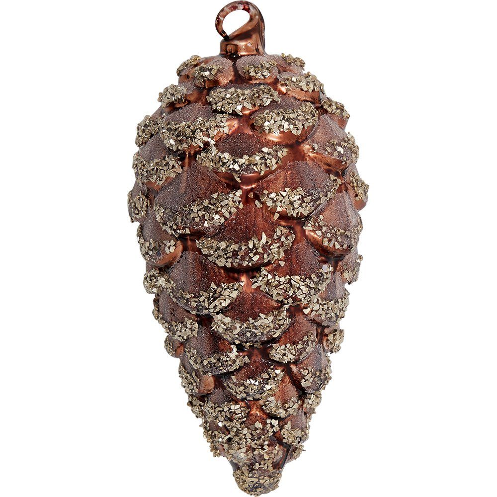 Greengate Weihnachtsbaumkugel Weihnachtszapfen brown glitter xlarge 15cm