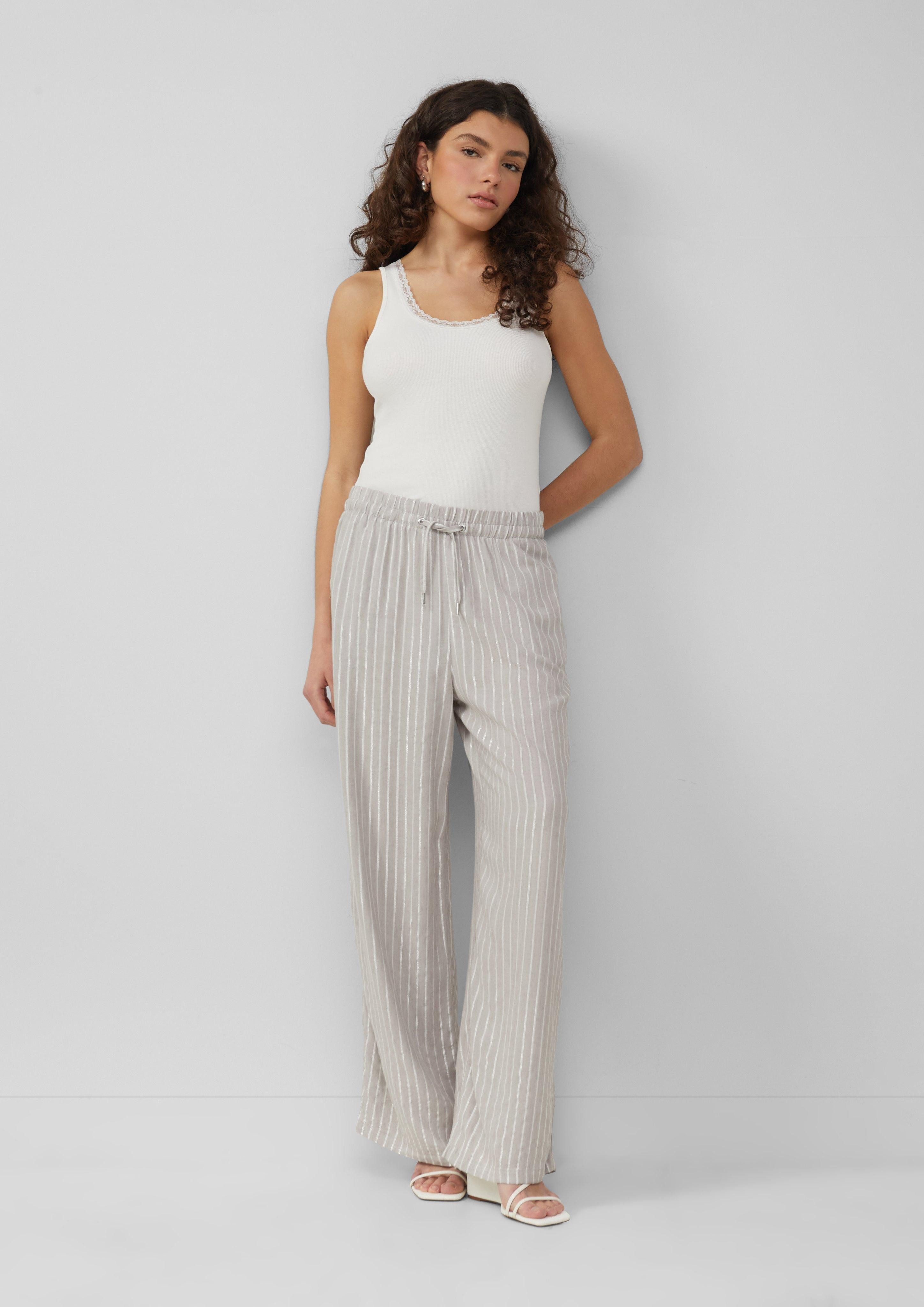 QS Stoffhose Leinenmixhose mit Glitzerstreifen Glitzergarn günstig online kaufen