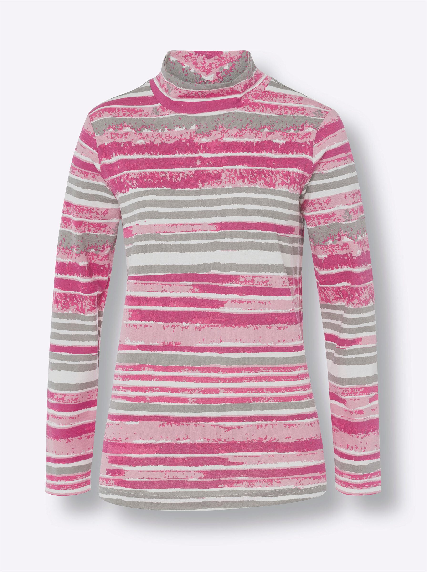 T-Shirt Stehkragen-Shirt Langarm