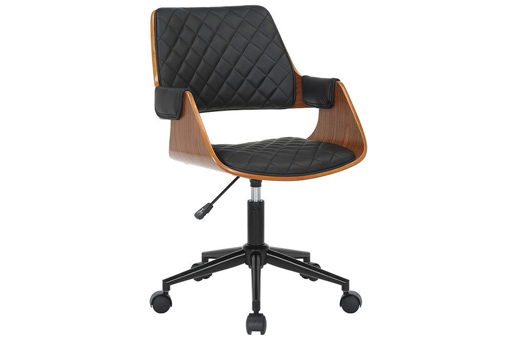 riess-ambiente Bürostuhl CHICAGO braun/schwarz - Kunstleder, Pappelholz-Furnier, Walnussdesign (Einzelartikel, 1 St), Drehbar & mit Rollen - ideal für Wohn- & Schlafzimmer oder Home Office