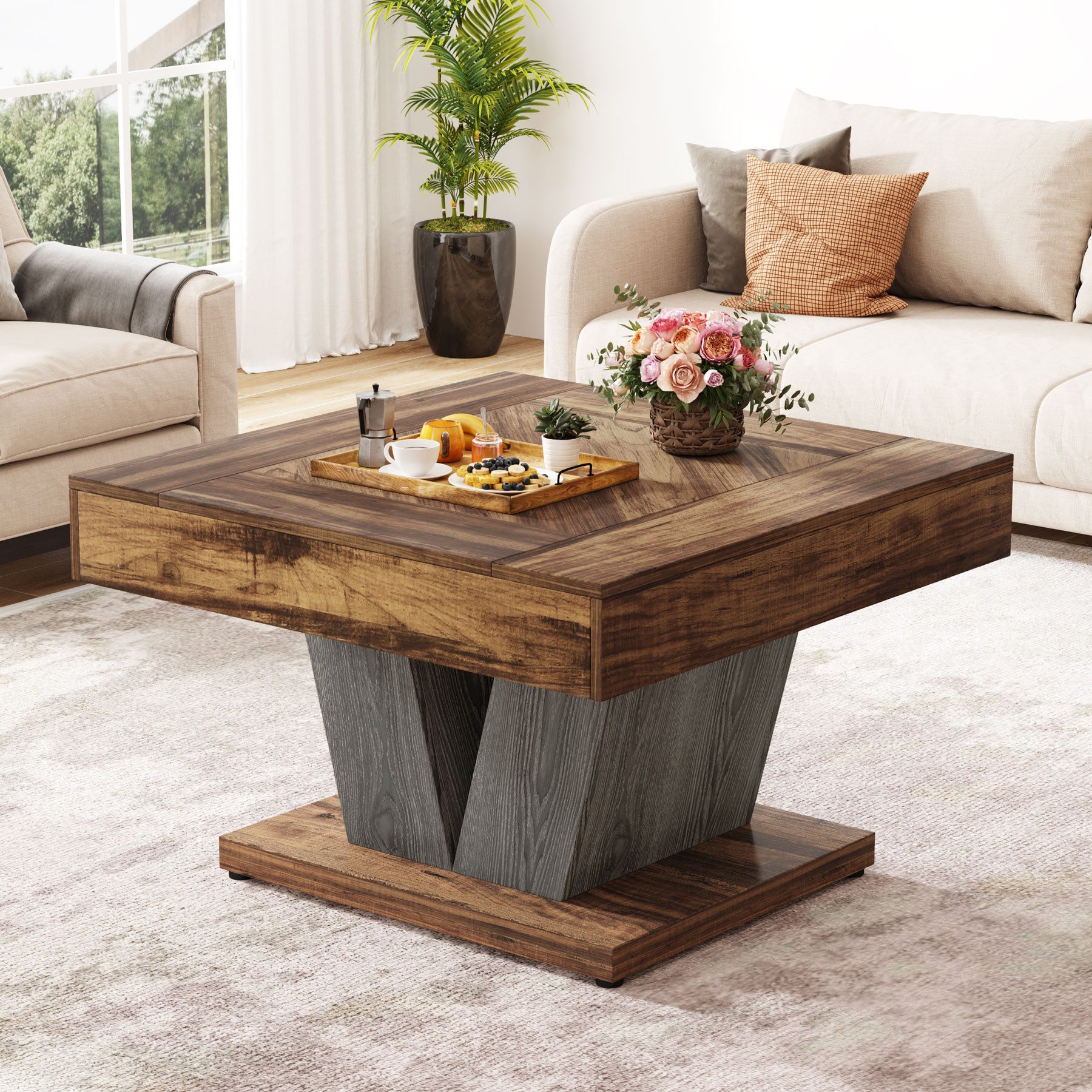 Tribesigns Couchtisch Quadratischer Holz-Couchtisch, moderner Mitteltisch, günstig online kaufen