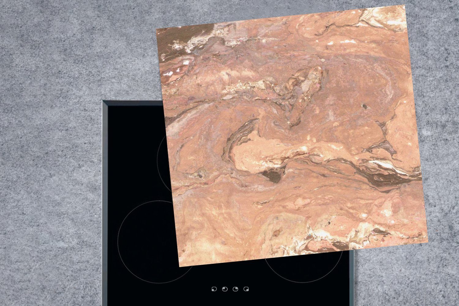 MuchoWow Herdblende-/Abdeckplatte Kieselsteine - für Granit, küche (1 tlg), Arbeitsplatte 78x78 Ceranfeldabdeckung, Rosa Vinyl, - cm