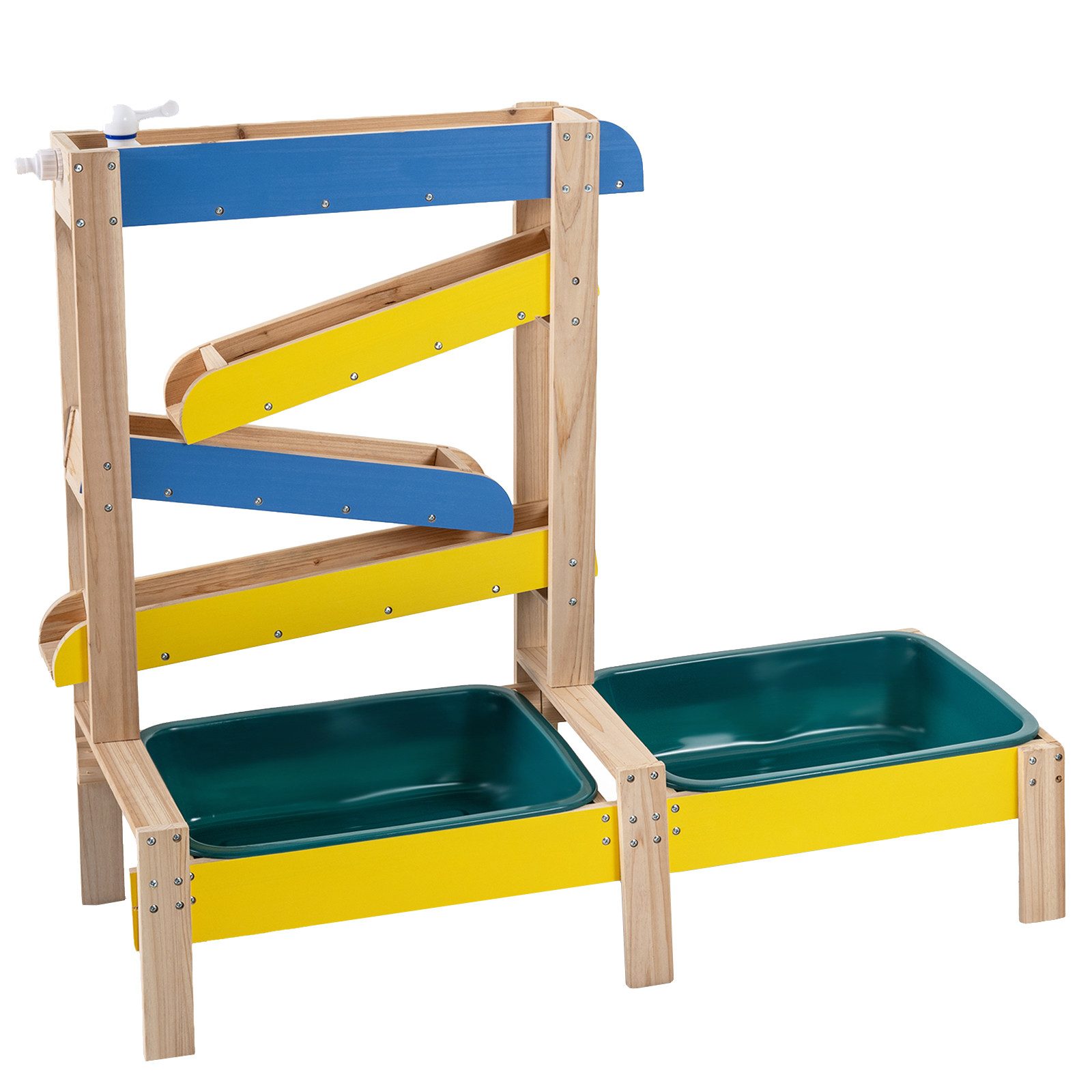 COSTWAY Wasserspieltisch, Aus Holz mit 2 Becken und Zubehör