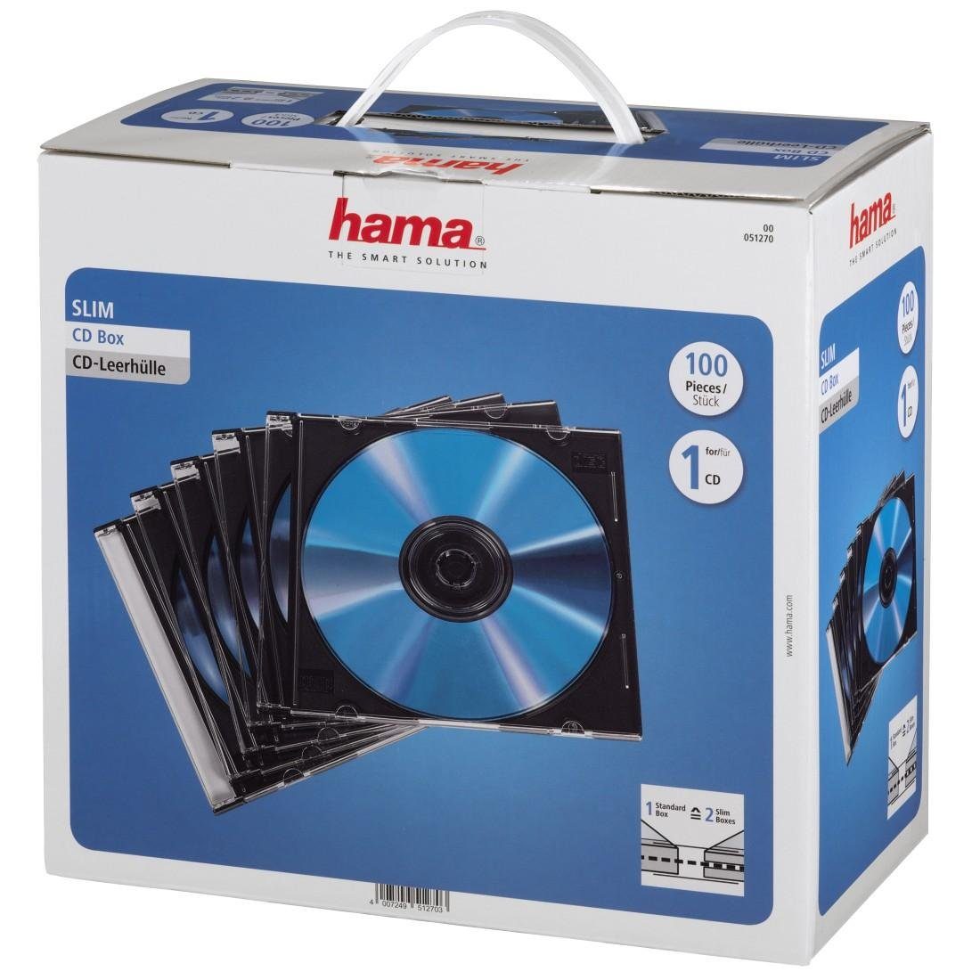 Hama CD-Hülle CD Leerhülle Slim, 100er Pack, Transparent, Schwarz, Schutzhülle