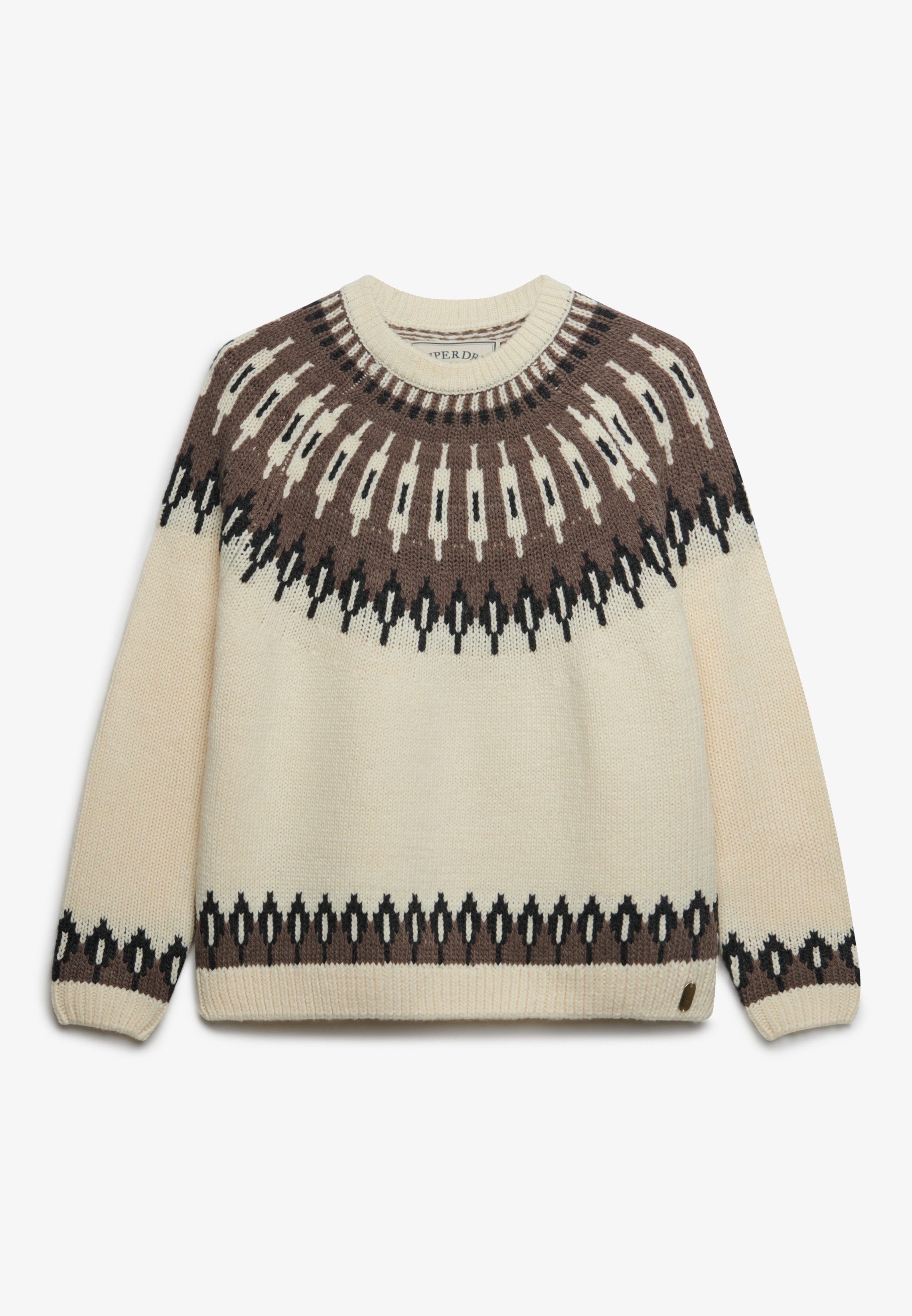 Superdry Strickpullover CREW NECK JUMPER Materialmix, loose fit, hochwertig mit Woll-Anteil