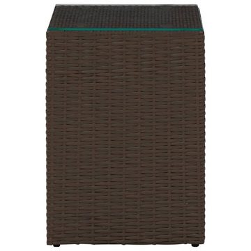 möbelando Beistelltisch 3009101 (LxBxH: 35x35x52 cm), aus Poly Rattan, Glas, Metall in Braun