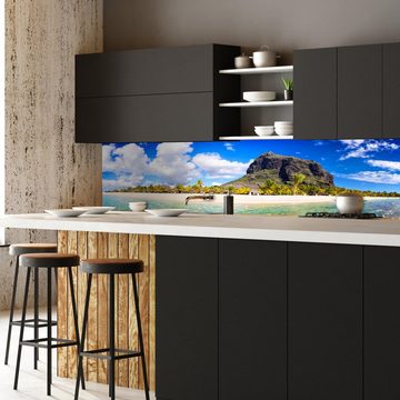 wandmotiv24 Küchenrückwand Le Morne Brabant, Mauritius, (1-tlg), Premium Hartschaum Nischenrückwand in versch. Größen