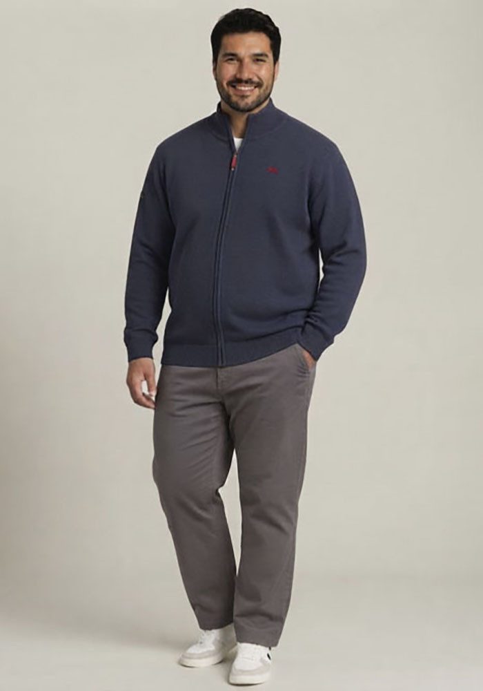 Man's World Plus Strickjacke auch in Grosse Größen bis Gr. 7XL Regular Fit, Langarm, mit Stehkragen, mit Reißverschluss
