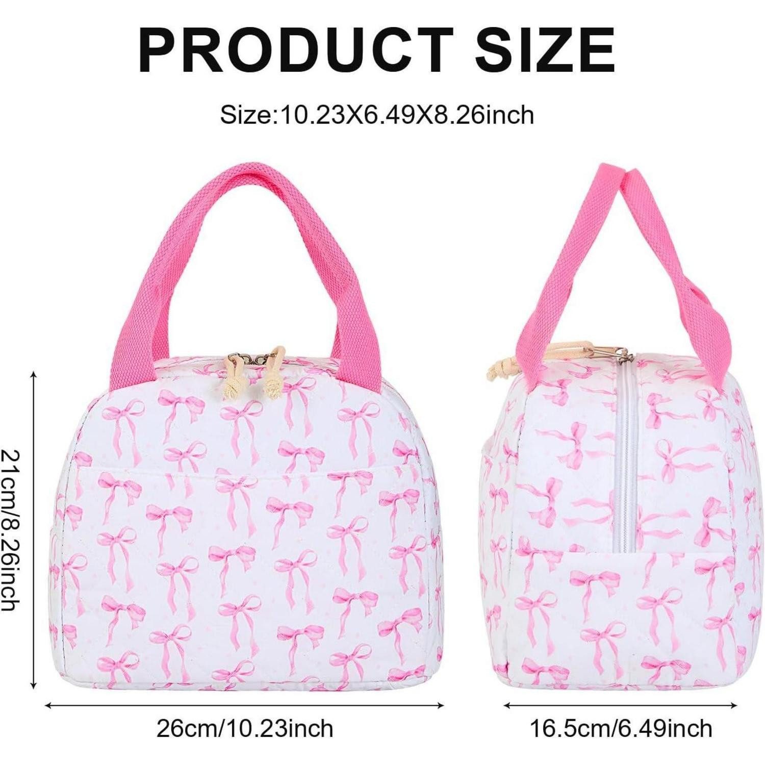 LuxusKollektion Kühltasche Kühltasche Isoliert Baumwolle Gesteppt Lunchtasche 9L Rosa Fliege