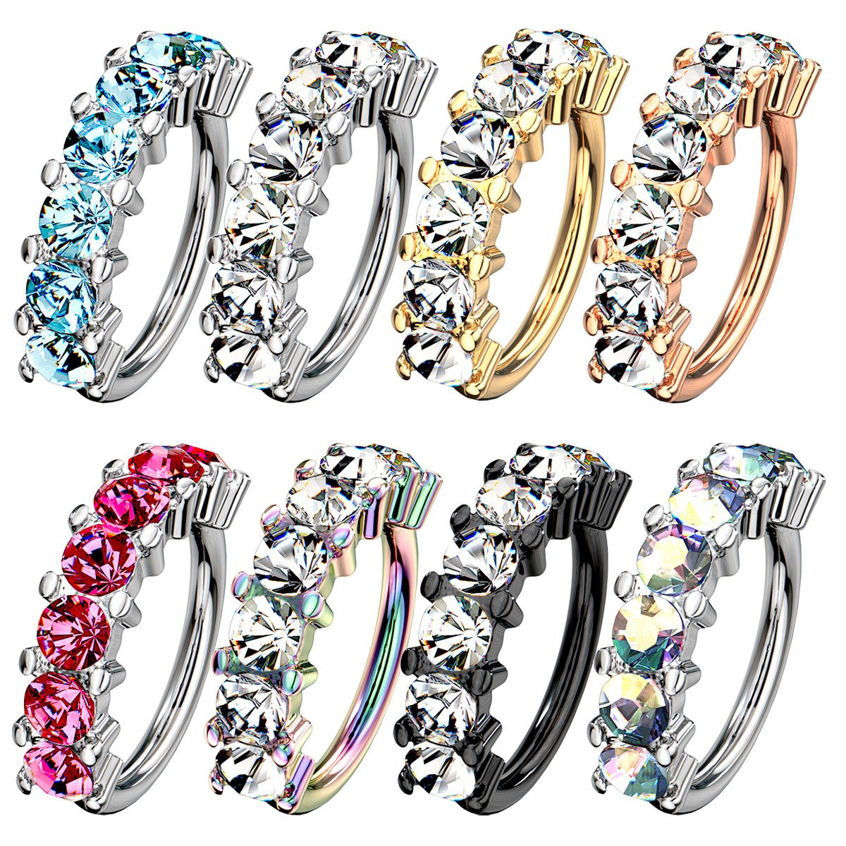 Taffstyle Nasenpiercing Tragus Helix Septum Ring mit Kristallen Silber Clea günstig online kaufen