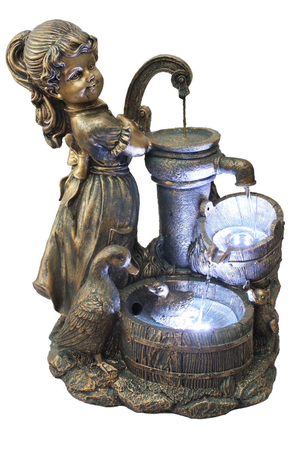 Arnusa Gartenbrunnen Springbrunnen Heidi mit Gänse günstig online kaufen
