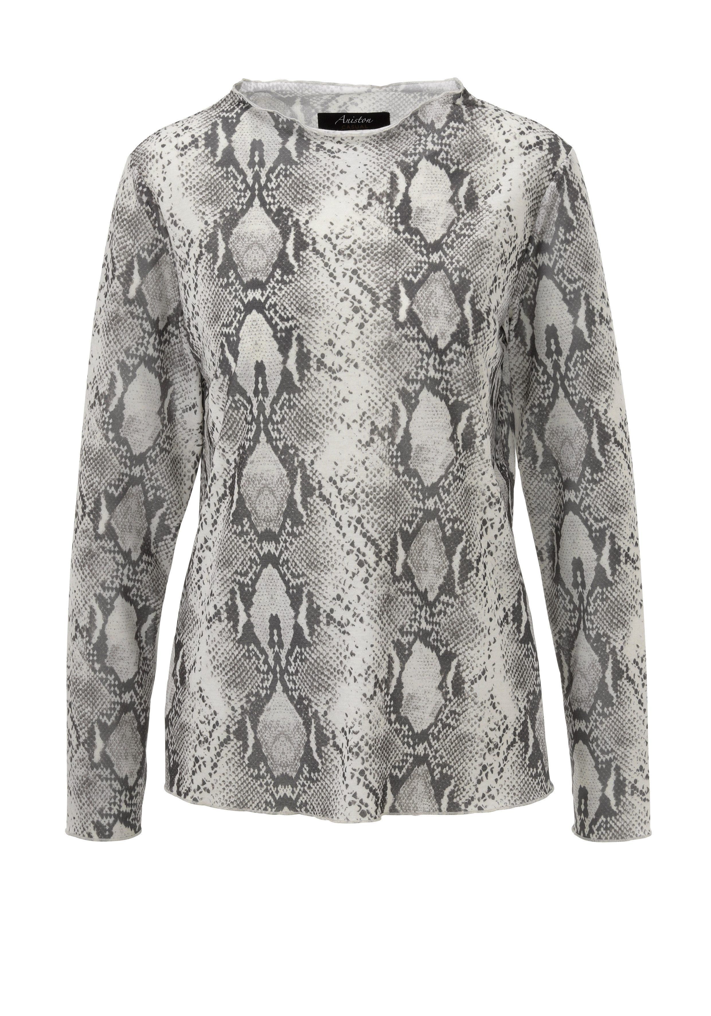 Aniston CASUAL Langarmshirt mit farbharmonischen Schlangen-Druck – Bild 5 von 5