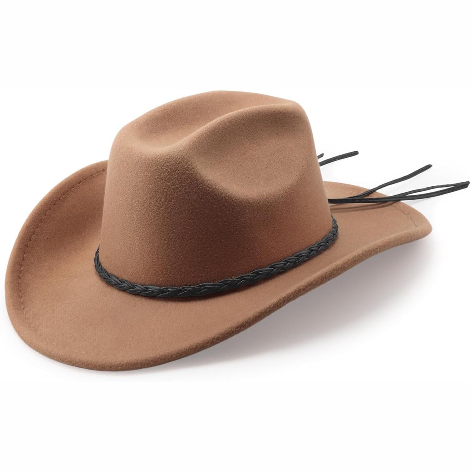 Bwecuy Cowboyhut Vintage Western-Cowboyhut, Unisex breitkrempiger Filzhut, Outdoor-Sonnenschutzhut