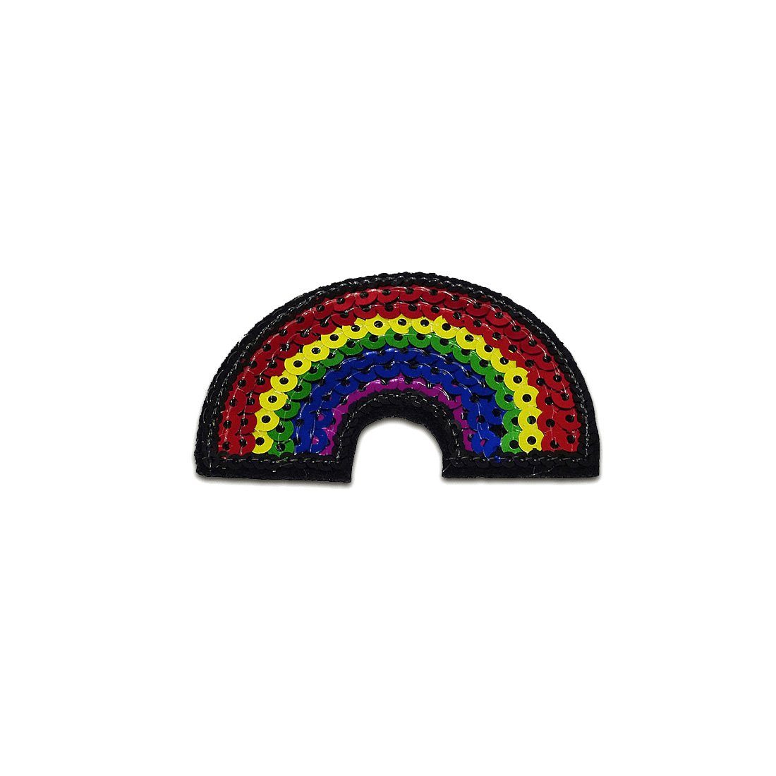 Catch the Patch Aufnäher Bügelbild, Aufbügler, Applikationen, Patches, Flicken, zum aufbügeln, Kunststoff, Regenbogen mit Pailletten - Größe: 6,8 x 4,1 cm