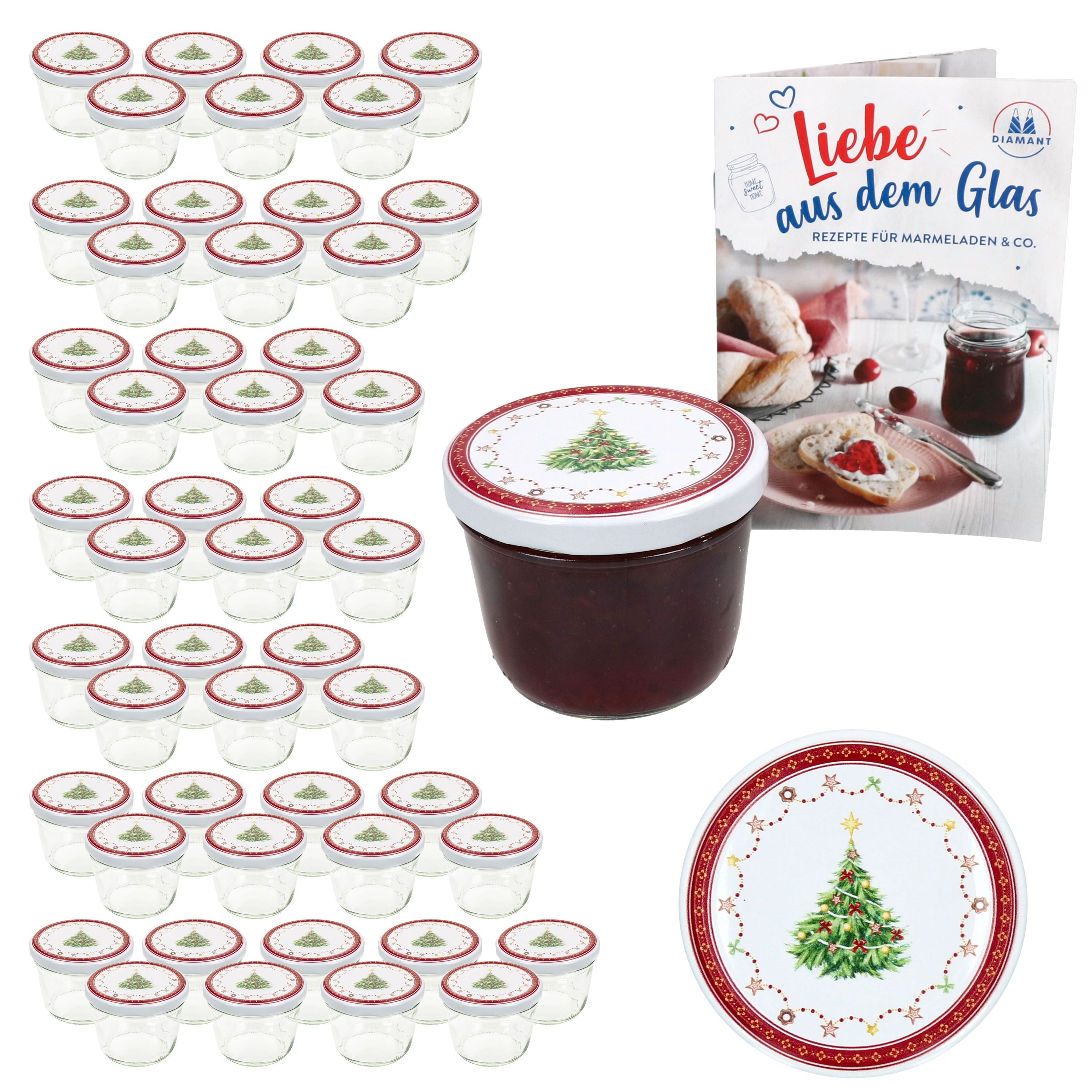 Einmachglas 50er Set Sturzglas 230ml Einmachglas + TO-Deckel 82 Weihnachtstraum
