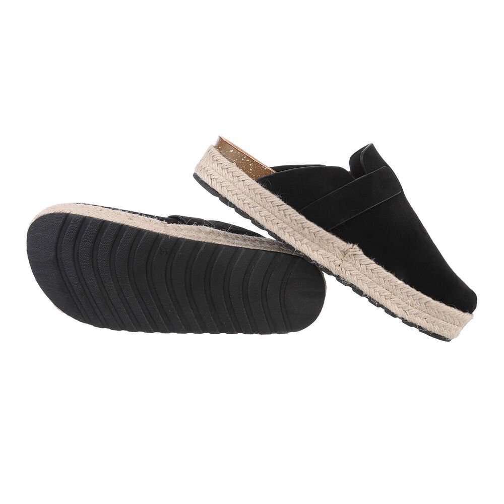 Ital-Design Damen Mules Freizeit Pantolette Flach Pantoletten in Schwarz günstig online kaufen