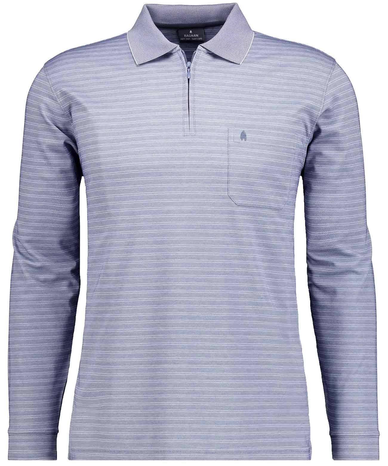 RAGMAN Langarm-Poloshirt