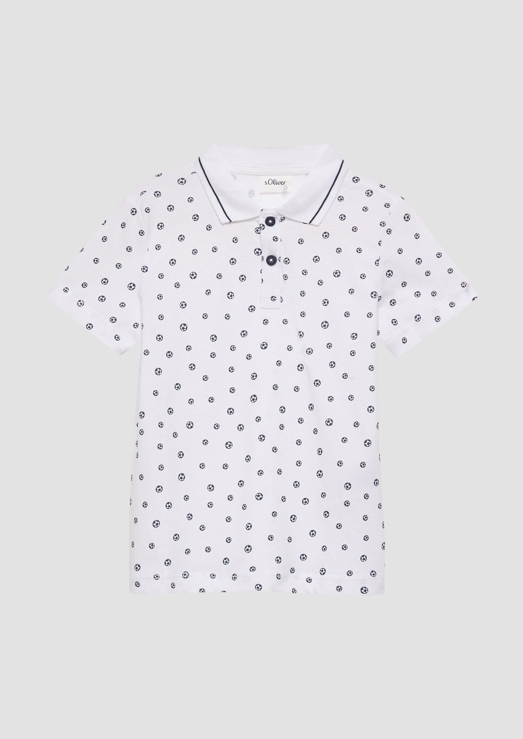 s.Oliver Kurzarmshirt Polo-Shirt Poloshirt aus Jersey mit All-over-Print