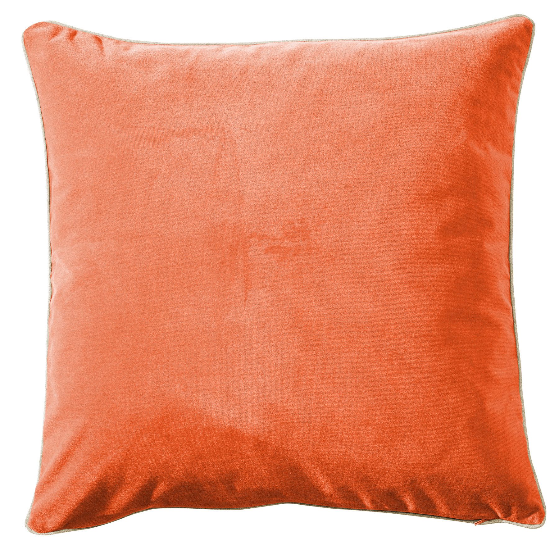 PICHLER Kissenhülle Velours uni Kissenhülle 2er Set 41 x 41 cm MELVA Rechteck mandarin, (2 Stück), Kissenbezug für Dekokissen Zierkissen Kissenhülle