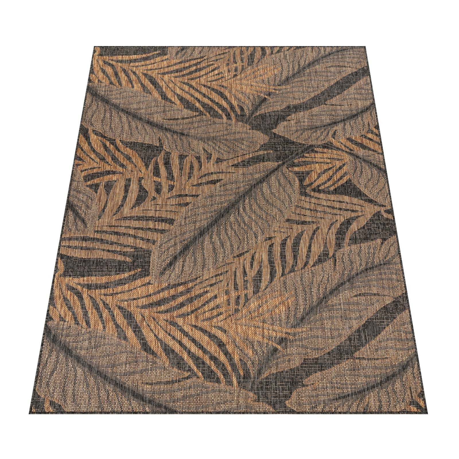 TaraCarpet Teppich Tara Carpet Columbia-Fashion Plant In & Outdoor auch für die Küche, rechteckig, Höhe: 5 mm, Balkon Terrasse Wintergarten Plant natur schwarz Esszimmer 67x180