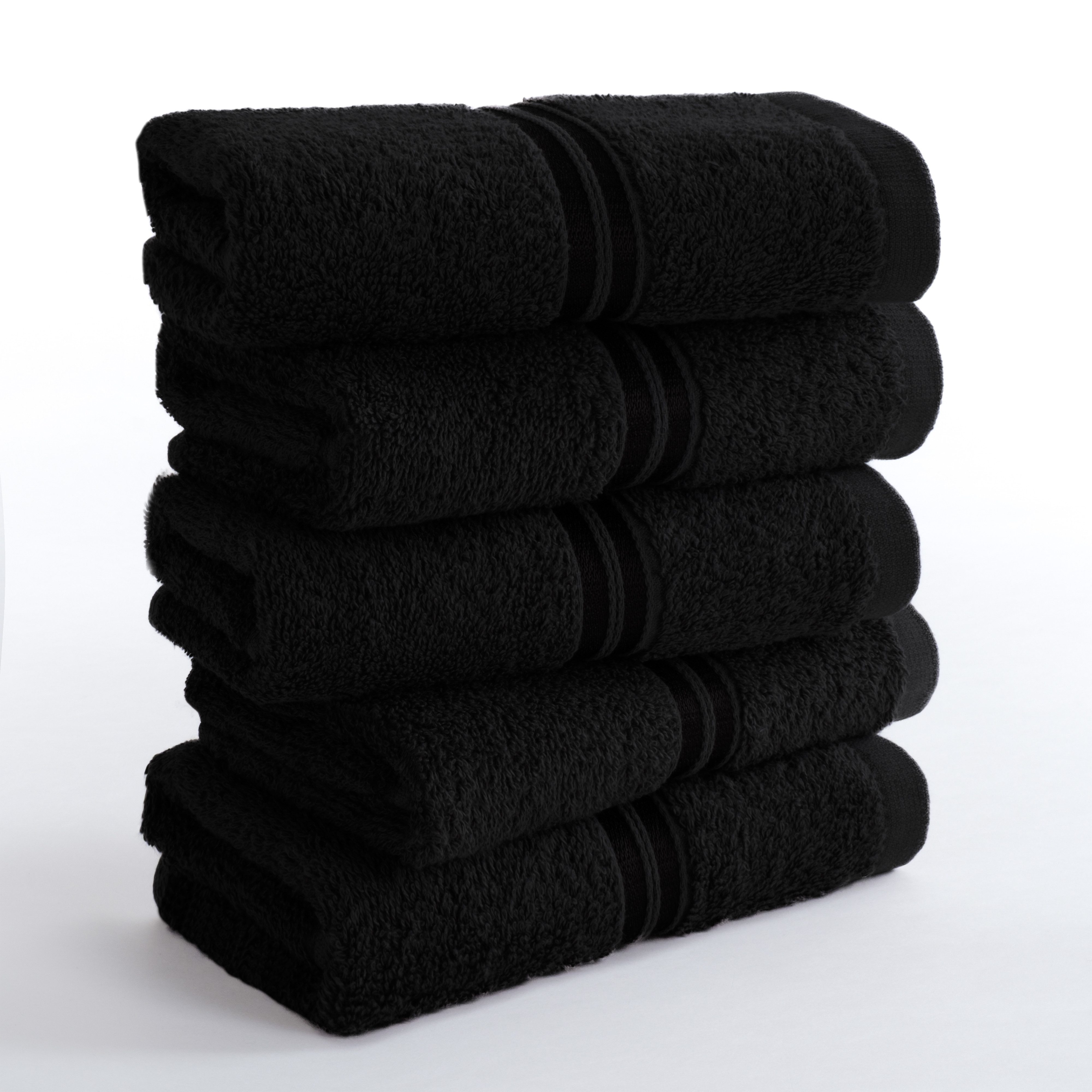 HAMMETEX Gästehandtücher 5er Set, 30x50 cm, weich & saugstark, 100% Baumwolle, Frottier (5-St), mit Bordüre, einfarbig, Schlaufe, 100% Baumwolle Frottee
