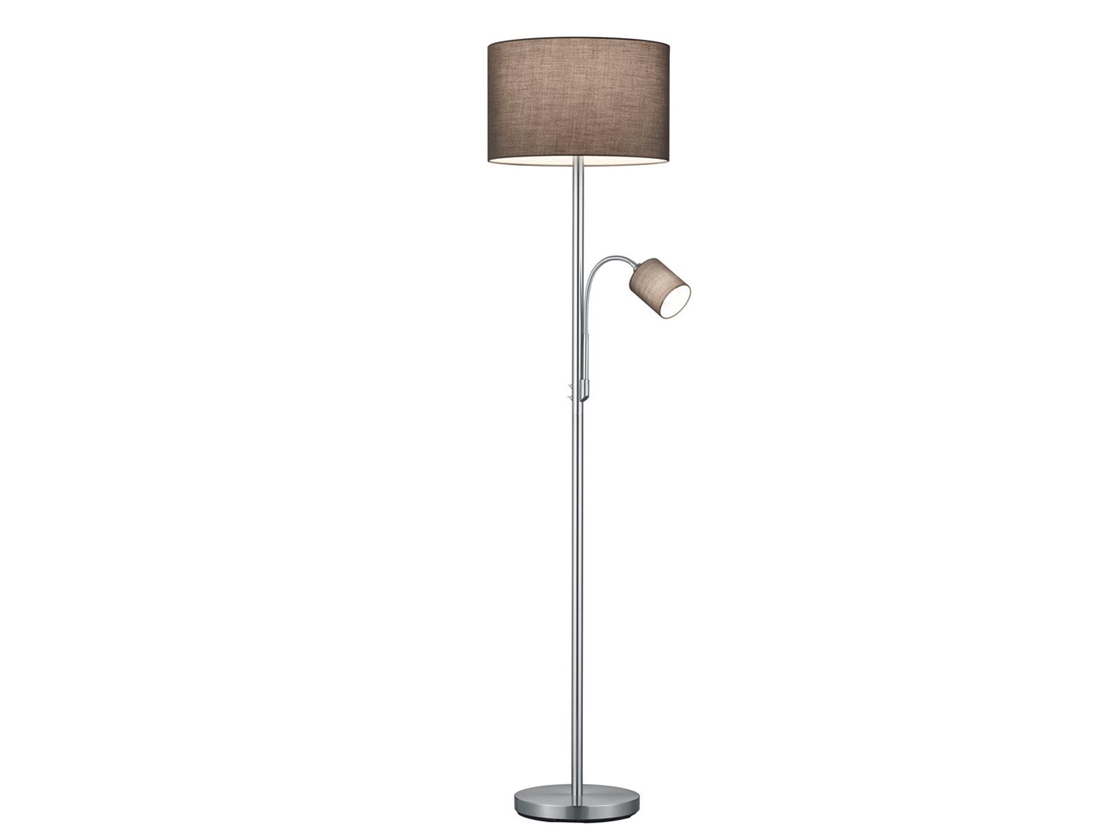 TRIO Leuchten LED Stehlampe mit Leselampe & Stoffschirm Höhe 170cm, dimmbar, LED wechselbar, Warmweiß, Designklassiker Steh-Leuchte groß für Lese-Ecke stehend