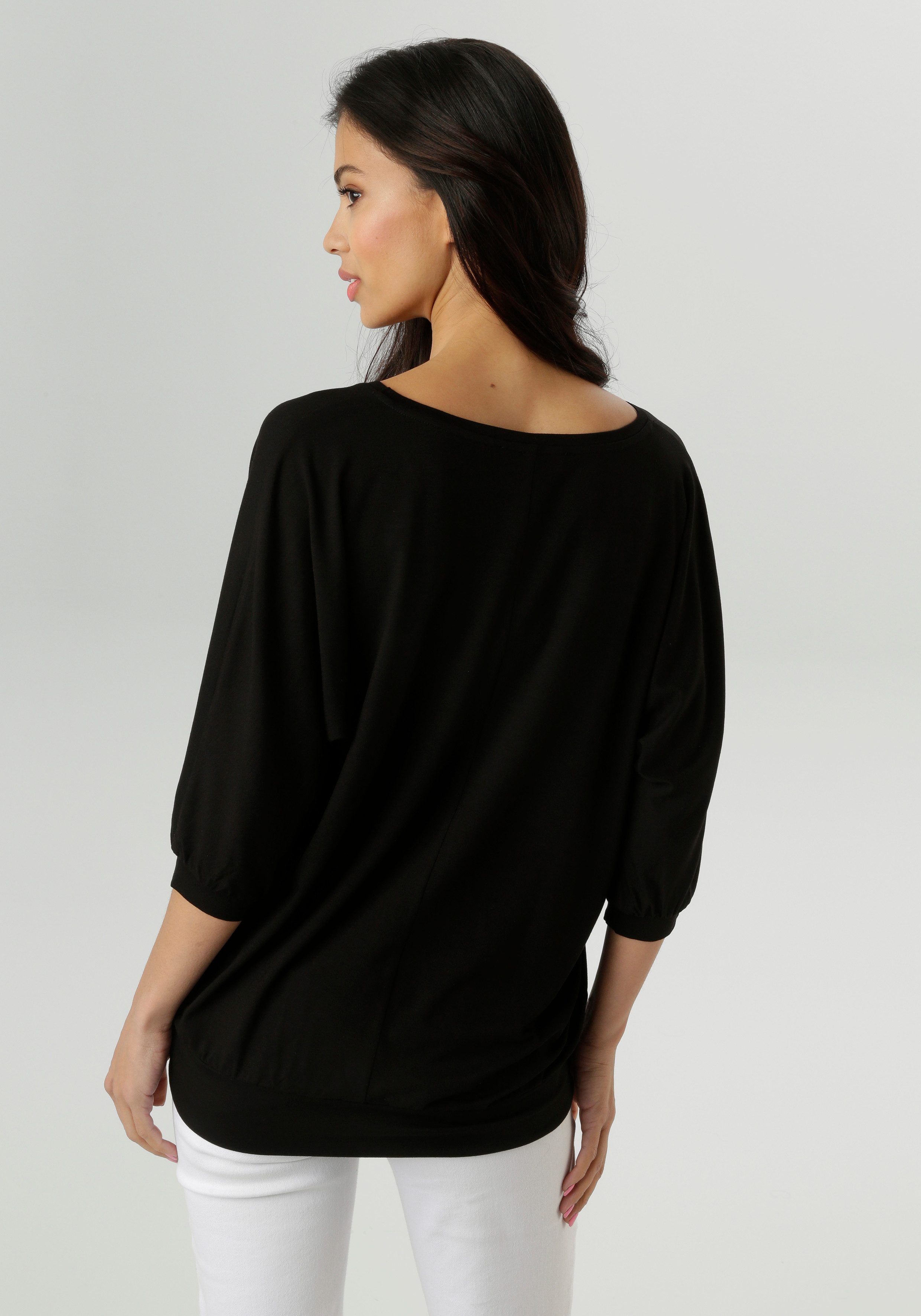 Aniston SELECTED 3/4-Arm-Shirt mit weißen und goldfarbigen Statements günstig online kaufen