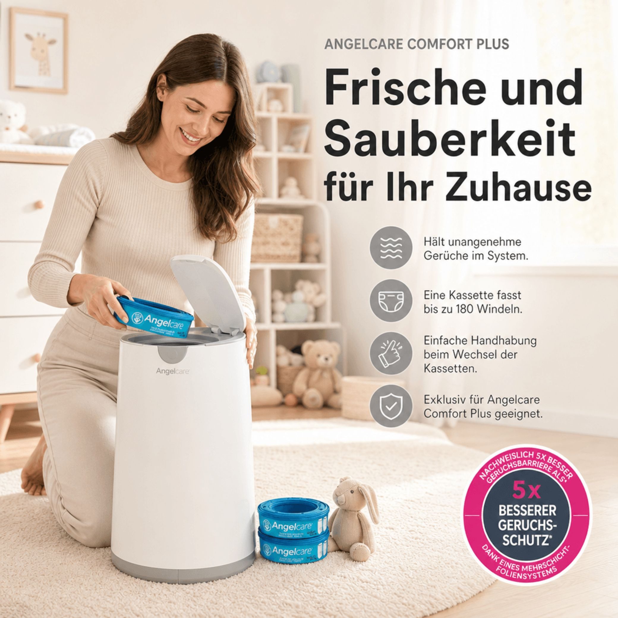 Angelcare® Windeleimer 8er-Pack Original Nachfüllkassetten für Windeleimer Comfort Plus