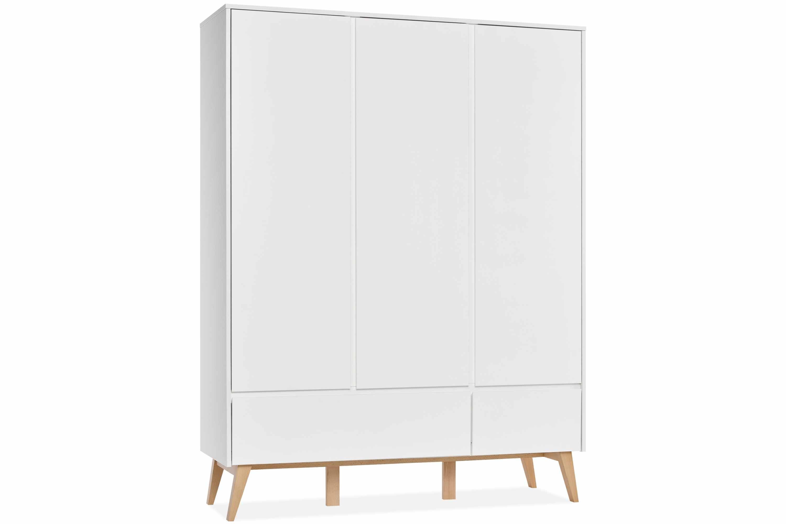 KONSIMO® Kinderkleiderschrank DAMBI Drehtürenschrank, hergestellt in der EU, Soft-Close-Funktion, mit 5 Einlegeböden, mit 2 Schubladen, 3-türig