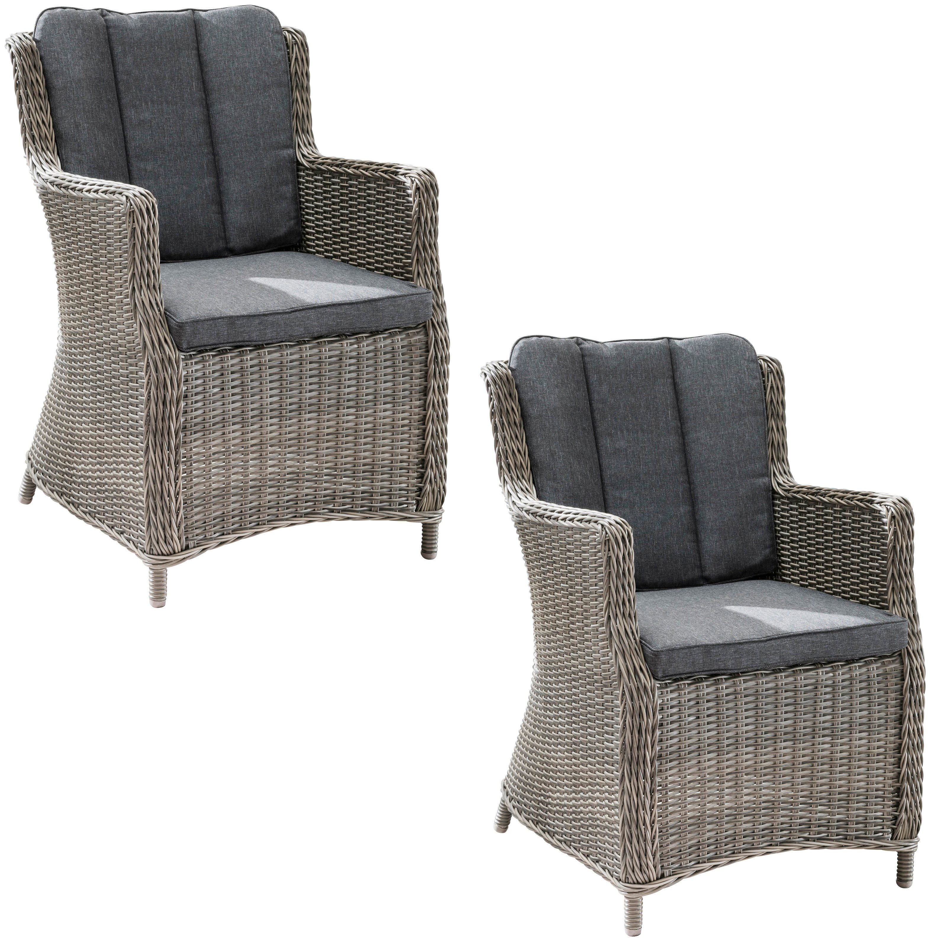 Destiny Gartensessel LUNA (Set, 2-St), Aluminium, Polyrattan, inkl. Auflagen