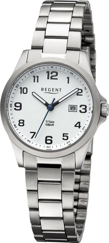 Regent Quarzuhr Regent Damen Armbanduhr Analog, Damen Armbanduhr rund,  extra groß (ca. 31mm), Metallarmband, Uhrzeit