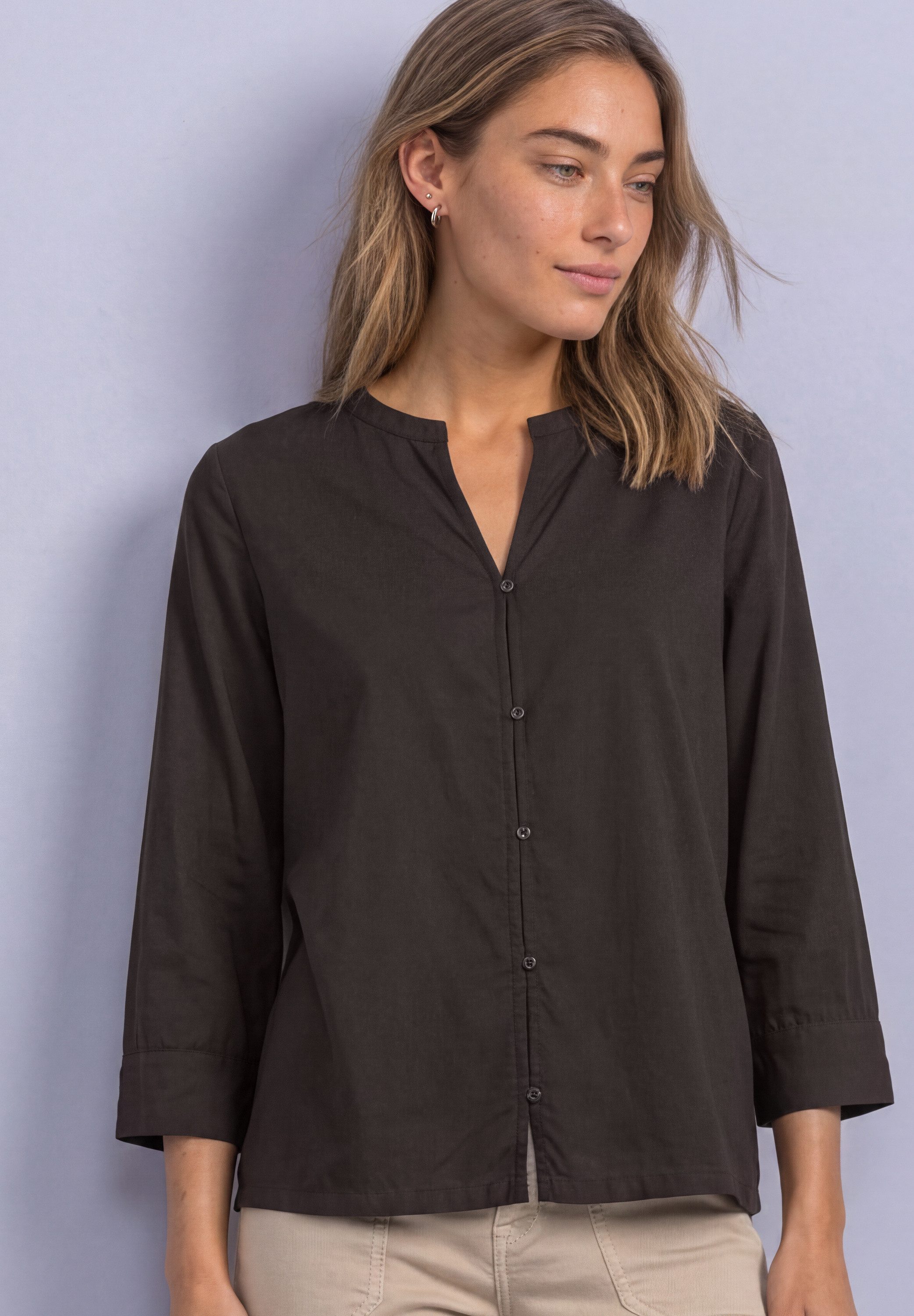 STREET ONE Schlupfbluse 3/4-Arm Sommerbluse mit Split Neck
