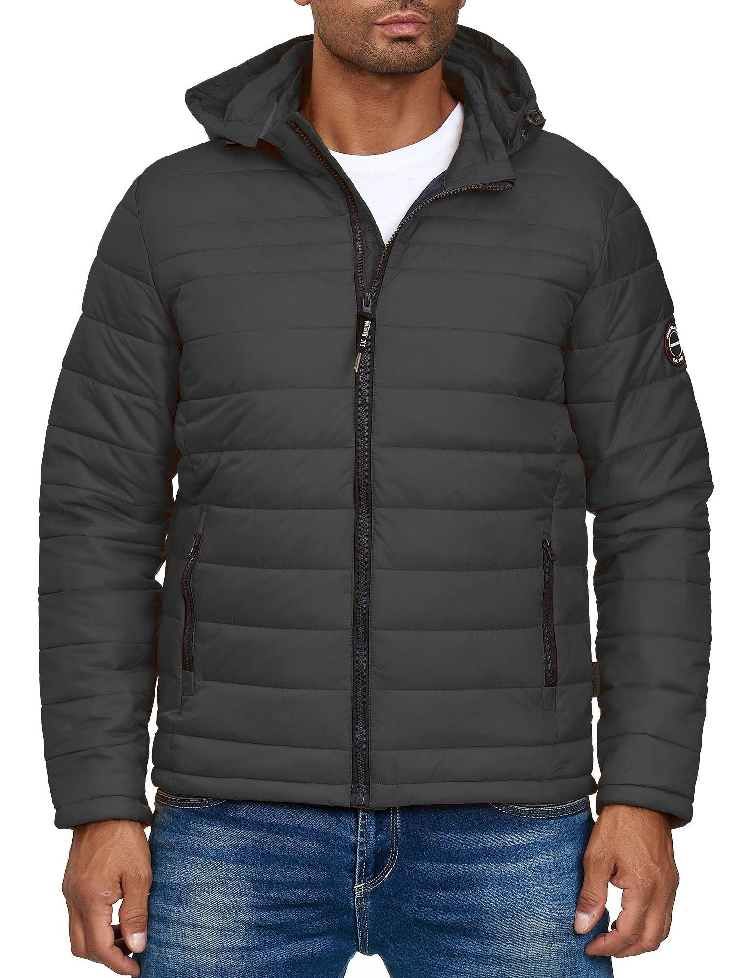 Indicode Allwetterjacke Übergangsjacke Herren - Lascelles - Abtrennbare Kapuze und Tunnelzug Jacke im Steppjacken Look - Windsicher - Ideal für Frühling und Herbst
