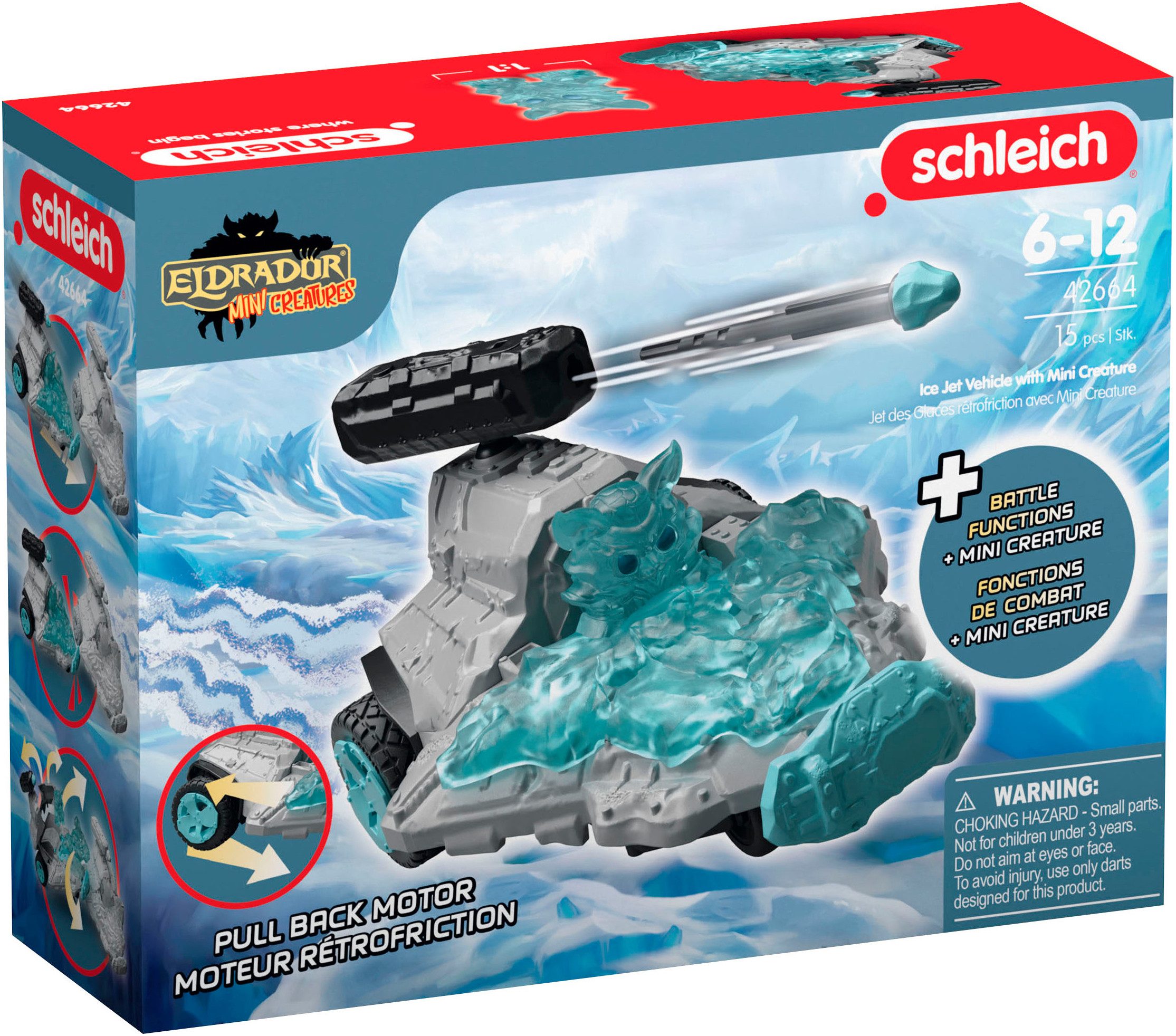 Schleich® Toy Car ELDRADOR® CREATURES, Ice Jet Vehicle with Mini Creature (42664), Made in Europe