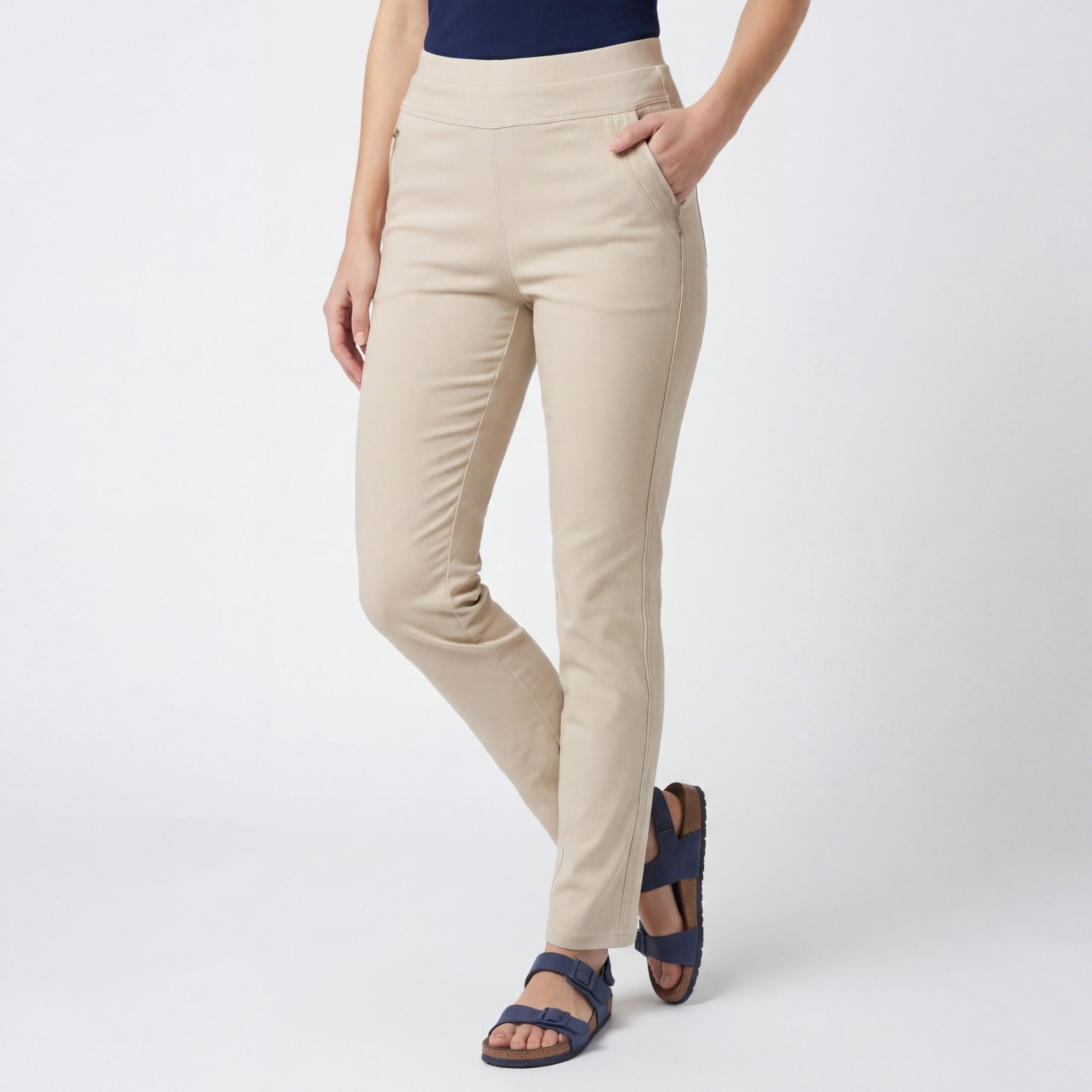 Aurela Damenmode Stretch-Hose Damen Leggings Schlupfhose mit Komfort Bund High Waist mit breitem Gummibund