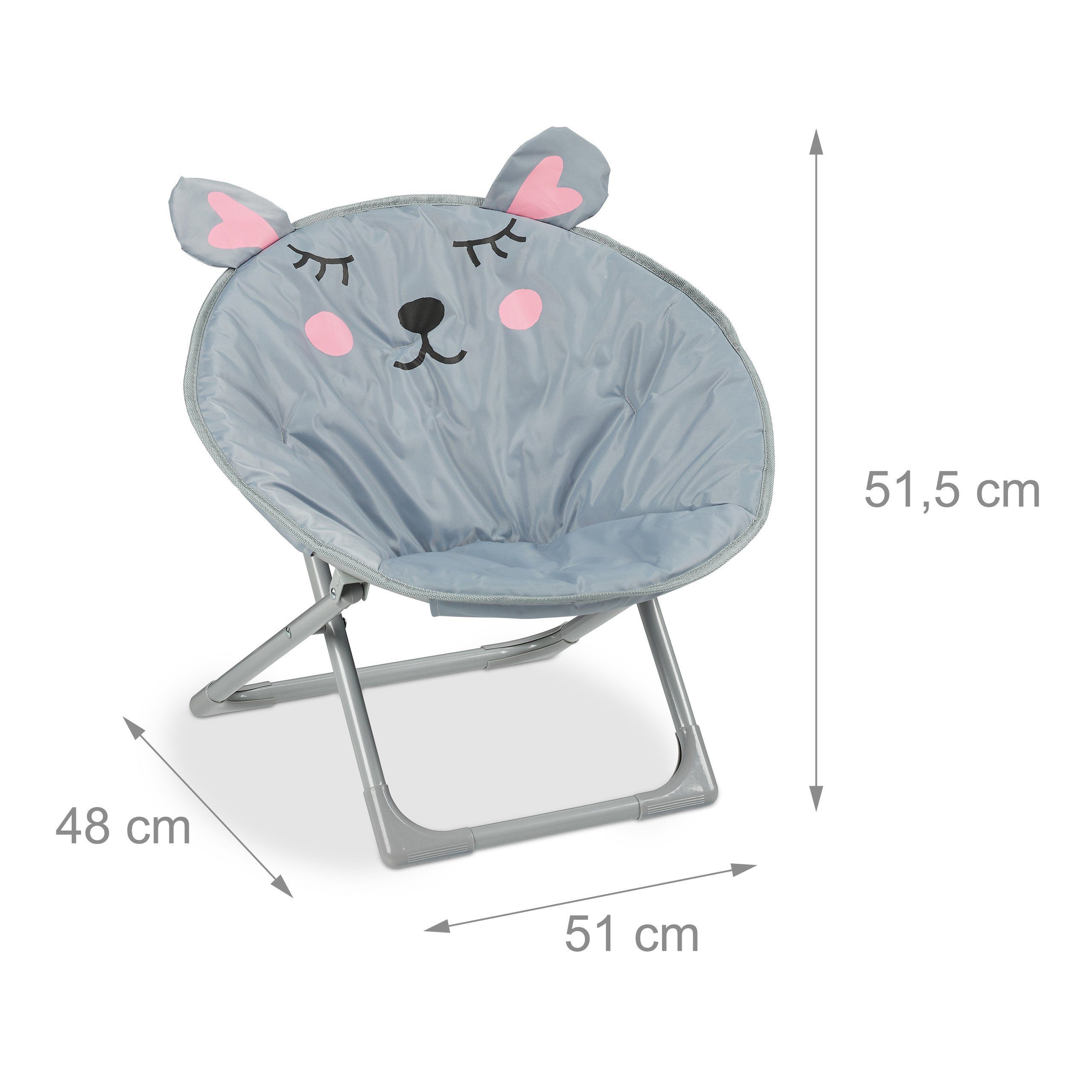 Moonchair Maus klappbar, Kinder relaxdays Kinderklappstuhl Grau