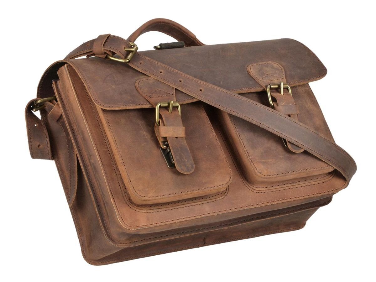 Leder Classic tragen, Rucksack Aktentasche als 2 auch Fächern, mit Lehrertasche zu cm Ruitertassen 38 ranger Satchel,
