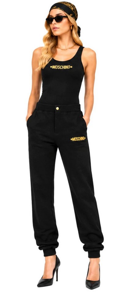 Moschino Sweathose Couture! Milano Jogginghose Gold Metal Logo Hose Jogpants (1-tlg) Dreidimensionales Moschino Logo aus Metall