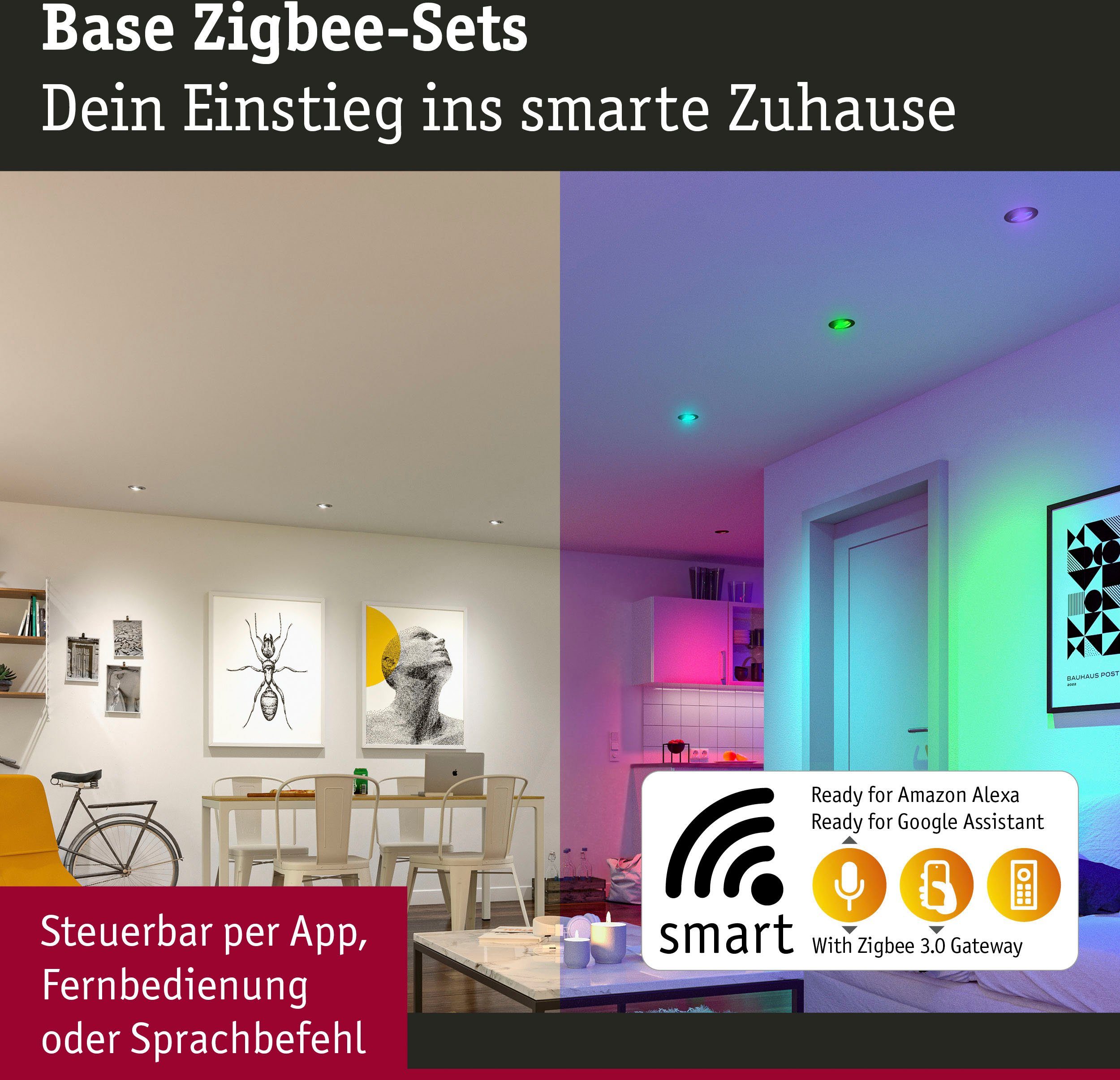Zigbee 420lm, Paulmann Tageslichtweiß, RGBW Einbauleuchte 230V LED Base