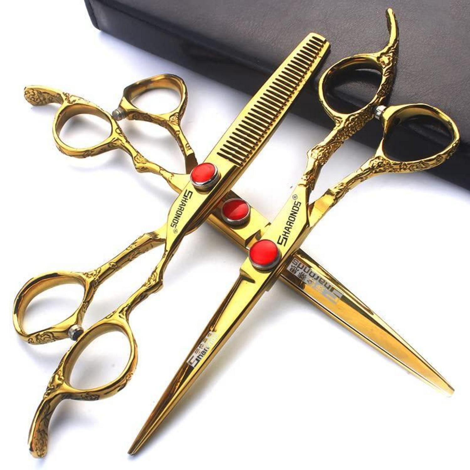 LuxusKollektion Scheren-Set Profi-Friseurschere 7-Zoll-3er-Set Rosenmuster