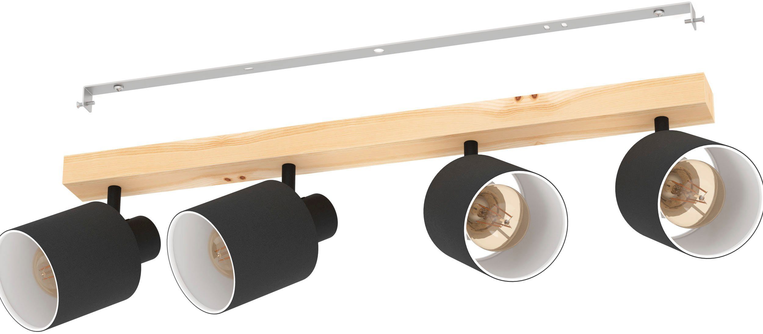 EGLO Deckenspot Leuchtmittel, in Holz, - wechselbar, 10W und ohne - schwarz Leuchtmittel exkl. E27 aus Stahl Deckenspot braun BATALLAS
