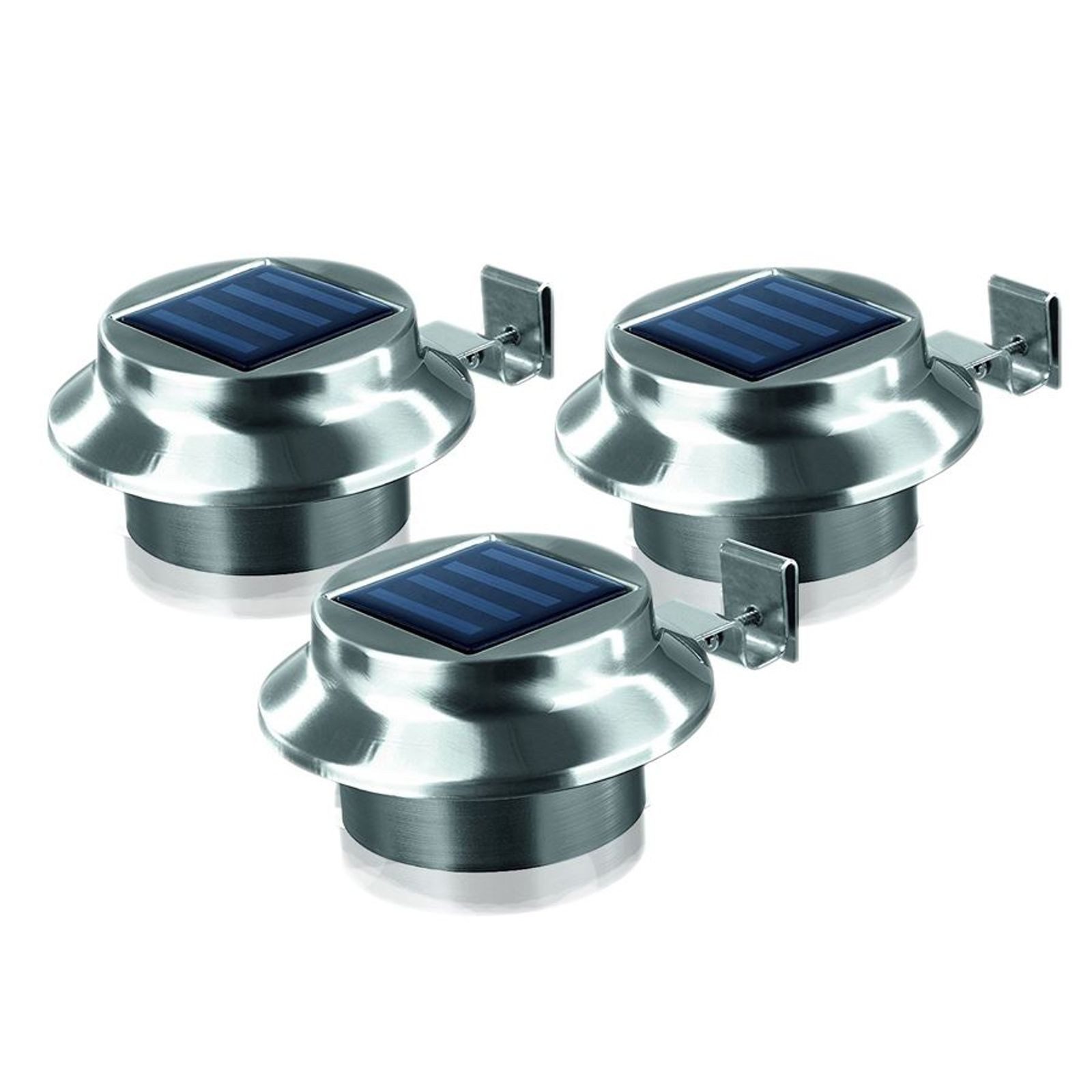 BURI Gartenleuchte LED Dachrinnenleuchten 3er-Set aus Edelstahl Zaunleuchte Wegelicht – Bild 2 von 2