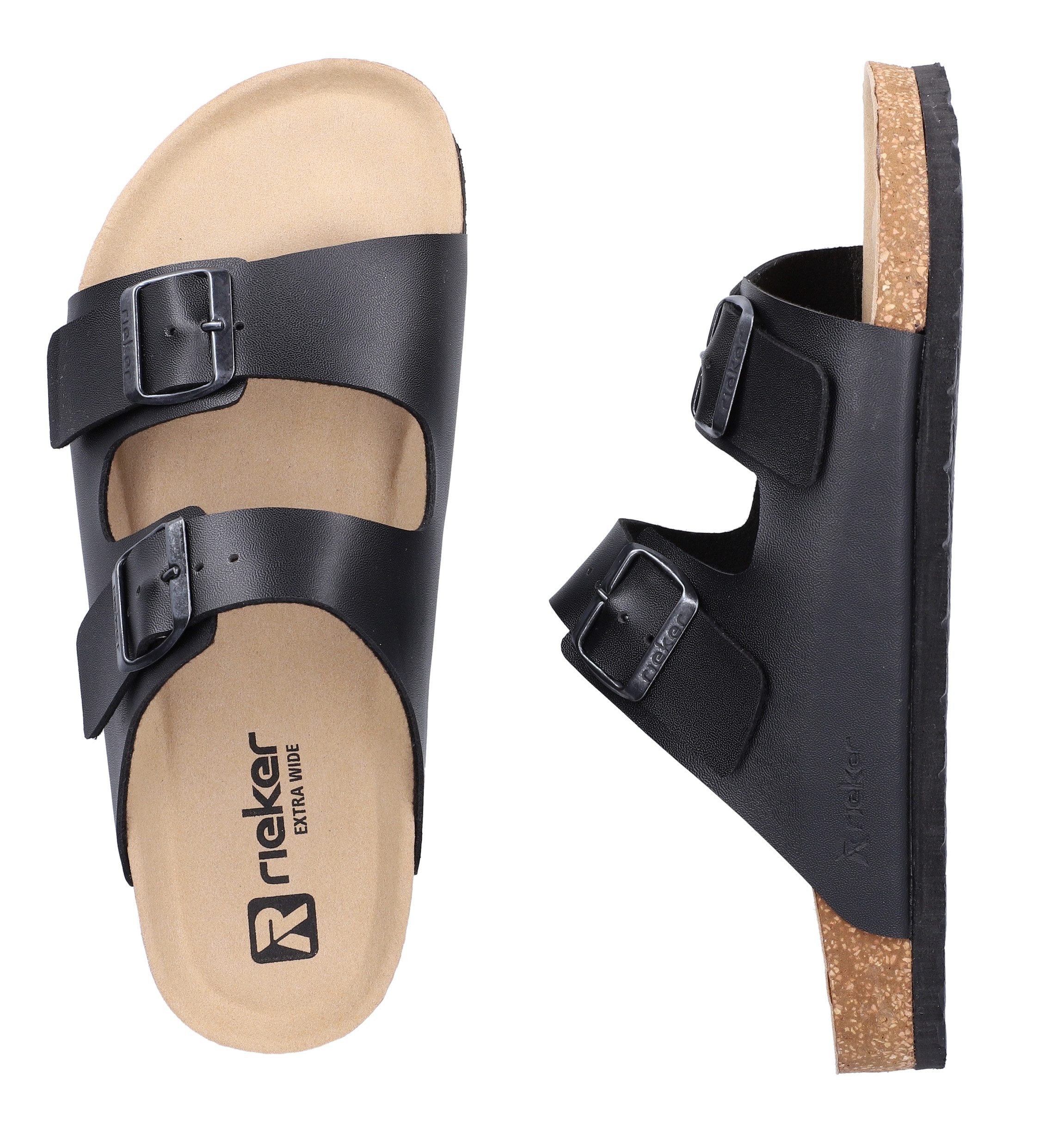 Rieker Pantolette Sommerschuh, Schlappen, Hausschuh, mit zwei Schnallenverschlüssen