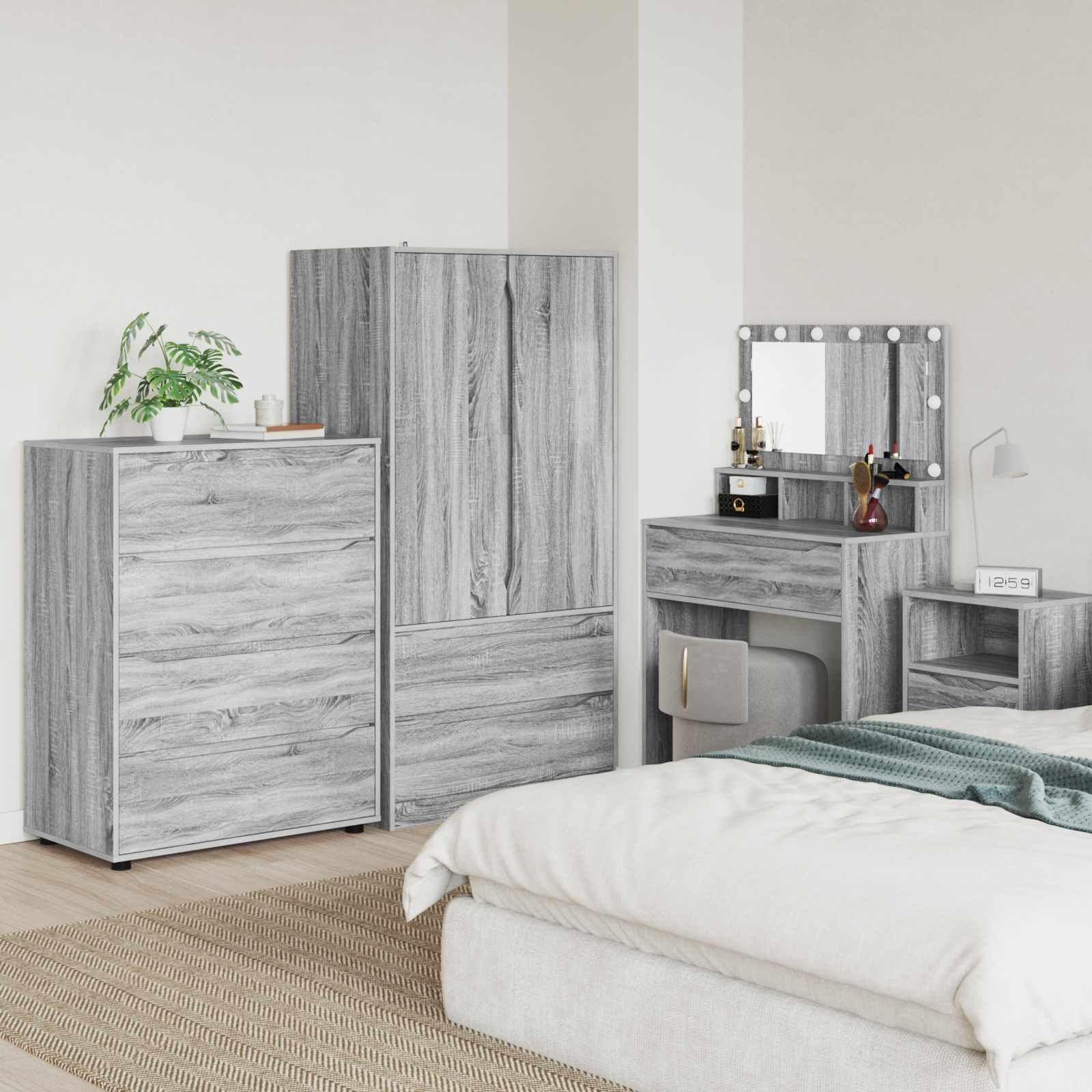 vidaXL Schranksystem Stauraumschränke 80 x 48 x 105 cm Holzwerkstoff Sonoma-Grau (1-St)