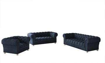 Kaiser Möbel Chesterfield-Sofa 3+2+1 Sofagarnitur, elegant, klassisch, in elegantem Whisper Stoff, Made in Europa