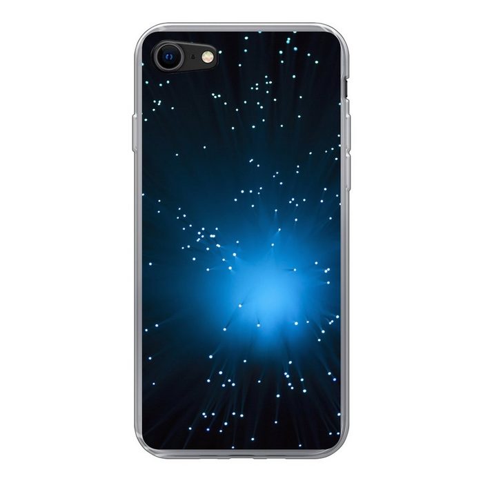 MuchoWow Handyhülle Blaues Glühen vor schwarzem Hintergrund Handyhülle Apple iPhone SE (2020) Smartphone-Bumper Print Handy