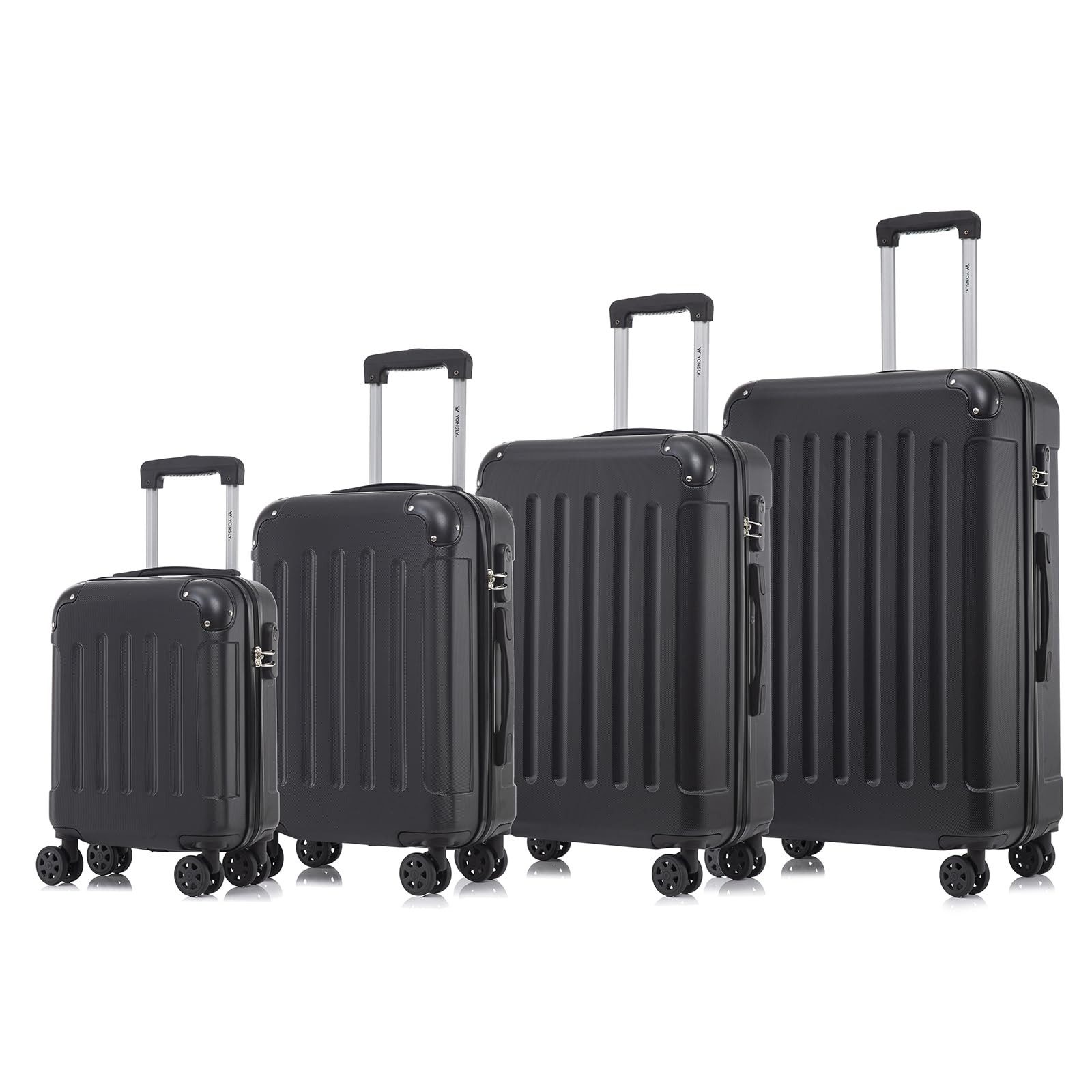 yonsly Kofferset 4er Set, Reisekoffer Trolley mit 360° Rollen ABS-Hartschalen, 4 Rollen, (4 tlg., Sicherheitsschloss Weichem Gummigriff Handgepäck S/M/L/XL), Leichtes Gepäckset Trolley 4er Koffer Set, Reisekoffer