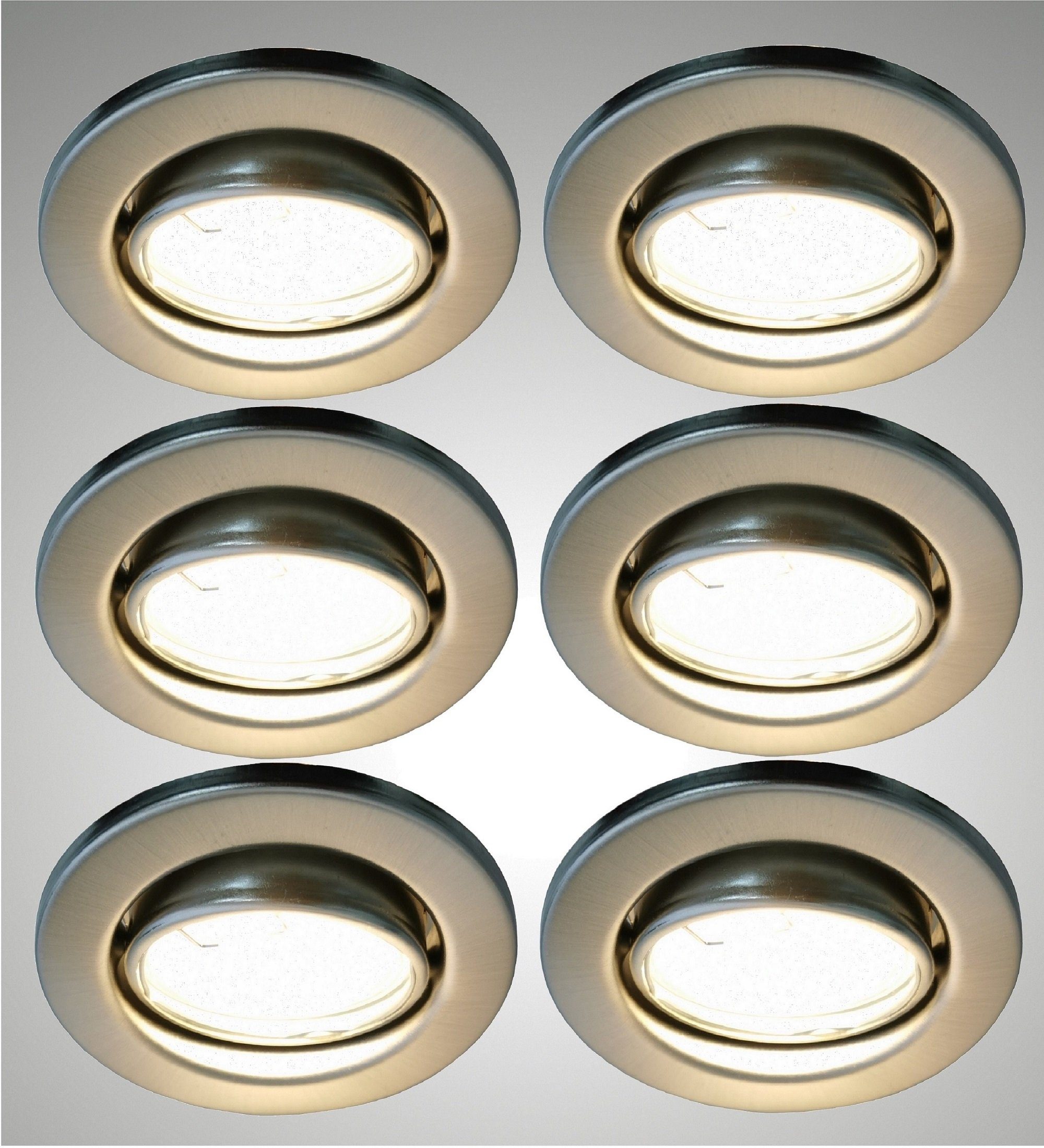 Nickel 3-Stufen Einbaustrahler LED dimmbar, matt (kalt-weiss), Modul, Einbauspot, in 6000K LED 6729-062MO6KSD Deckenspot, TRANGO 6er Set Deckenleuchte Edelstahl-Optik dimmbar LED Flach Ultra Einbauleuchte, Rund Tageslicht incl. 3-Stufen